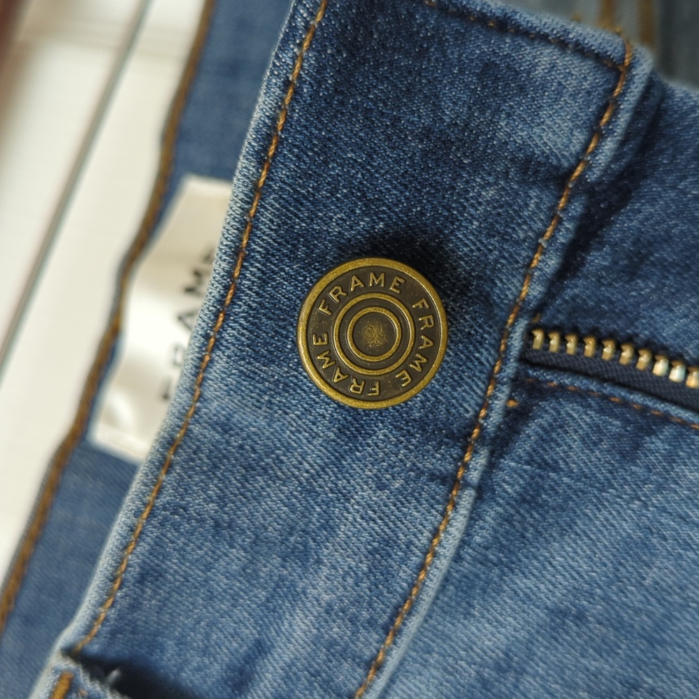 Frame Slim Palazzo Disarm Medium Wash High Waisted Wide Straight Leg Jeans 28 - Picture 10 of 15